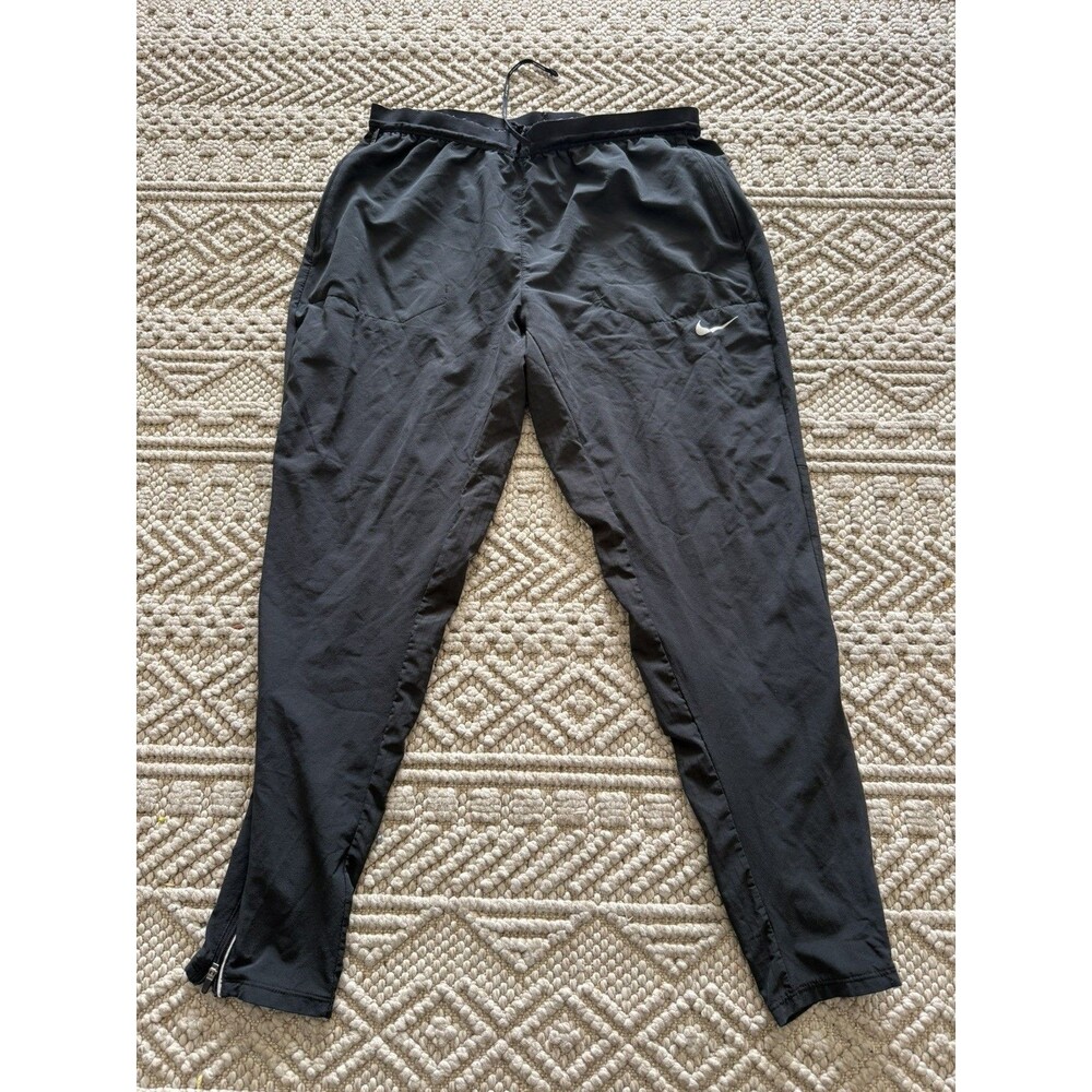 Nike Pants Mens Large Black Lined Windbreaker Ankle Zip Track Joggers Cu5512-010